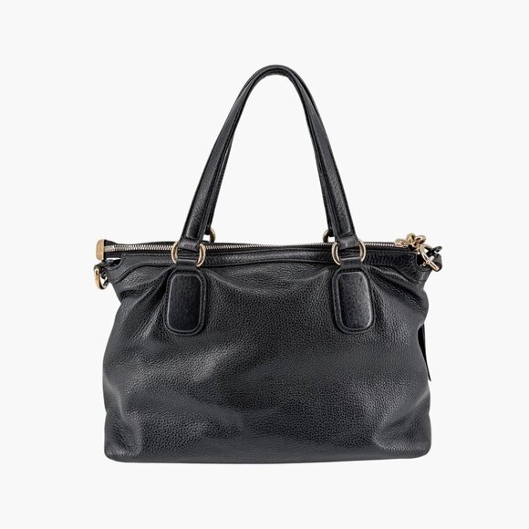 Gucci Black Pebbled Leather Soho Medium GG Tassel 2-Way Zip Top Shoulder Bag - Picture 6 of 11